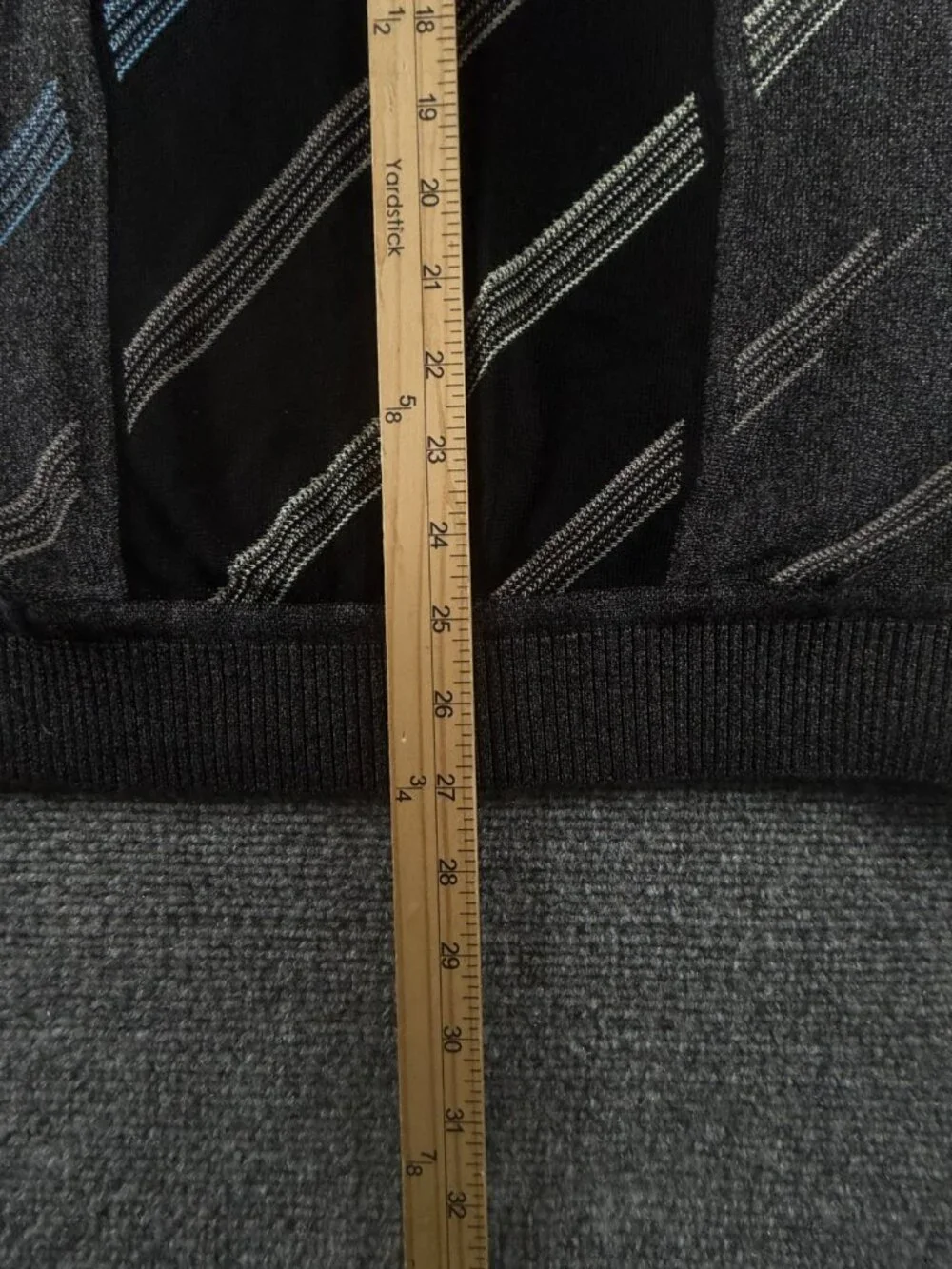NWOT NOS St. Croix Gray Black Sweater 90s Large USA Cotton Blend Diagonal Stripe